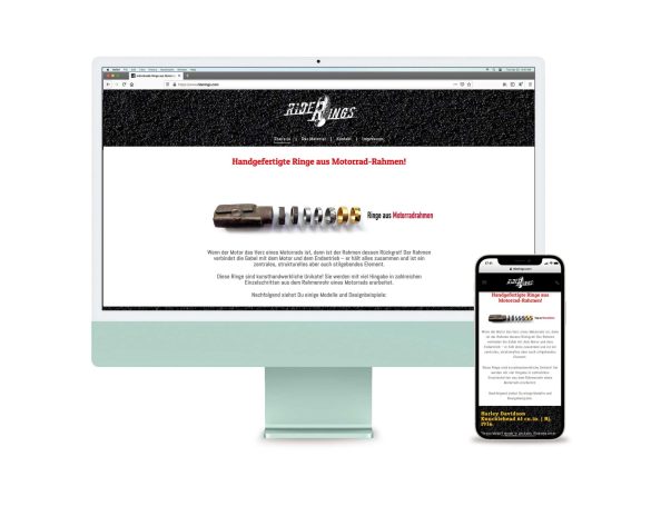 Website-Vorschau auf Computer und Smartphone mit Text und Grafiken.